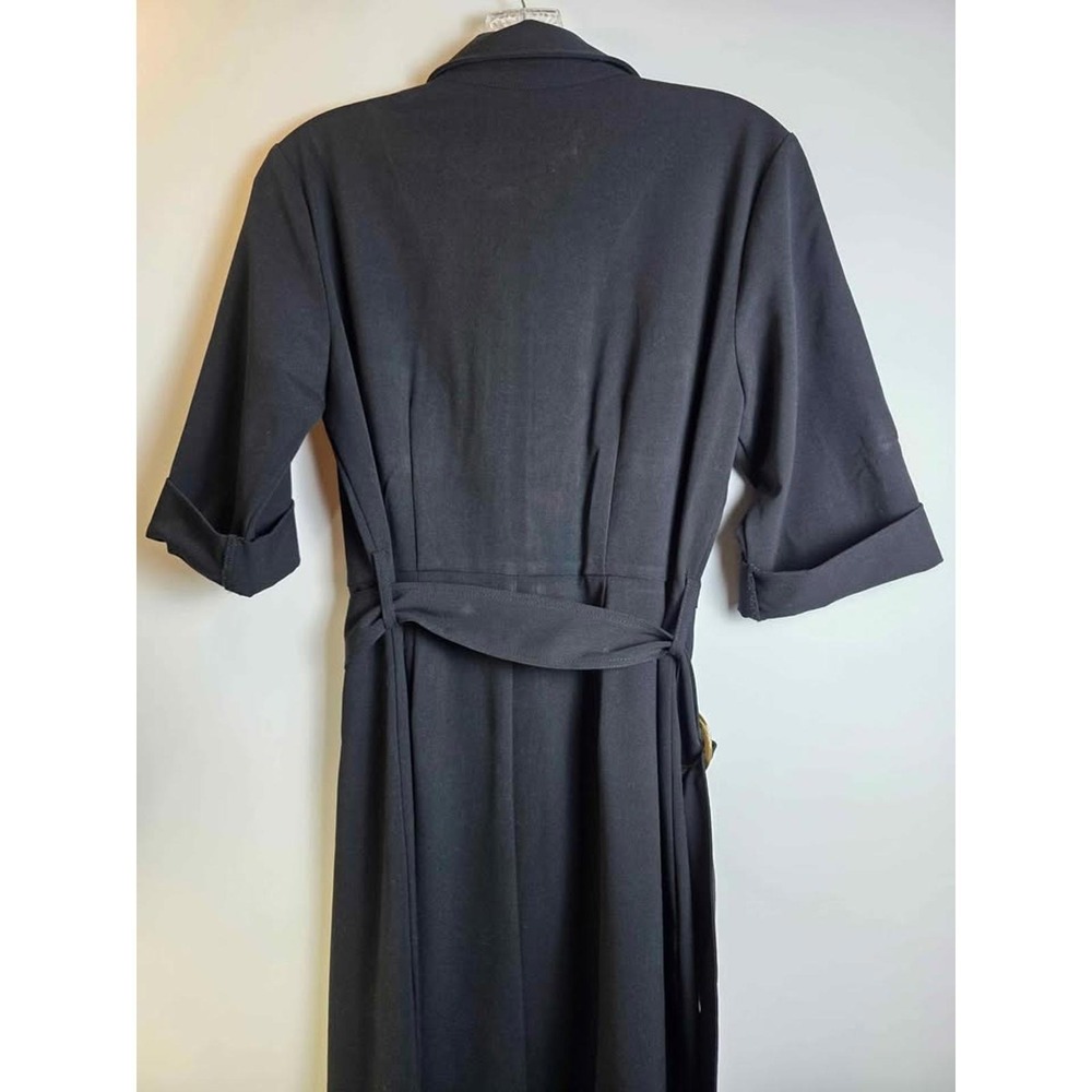 Roz & Ali Womens Black Zip Front Utility Belted Midi Dress Size 6 Gold Hardware - Picture 6 of 9